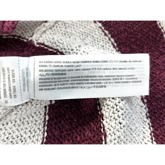 Hollister Cropped Sweater M Red White Stripe Roll Neck Loose Knit Distressed Y2K - Picture 12 of 12